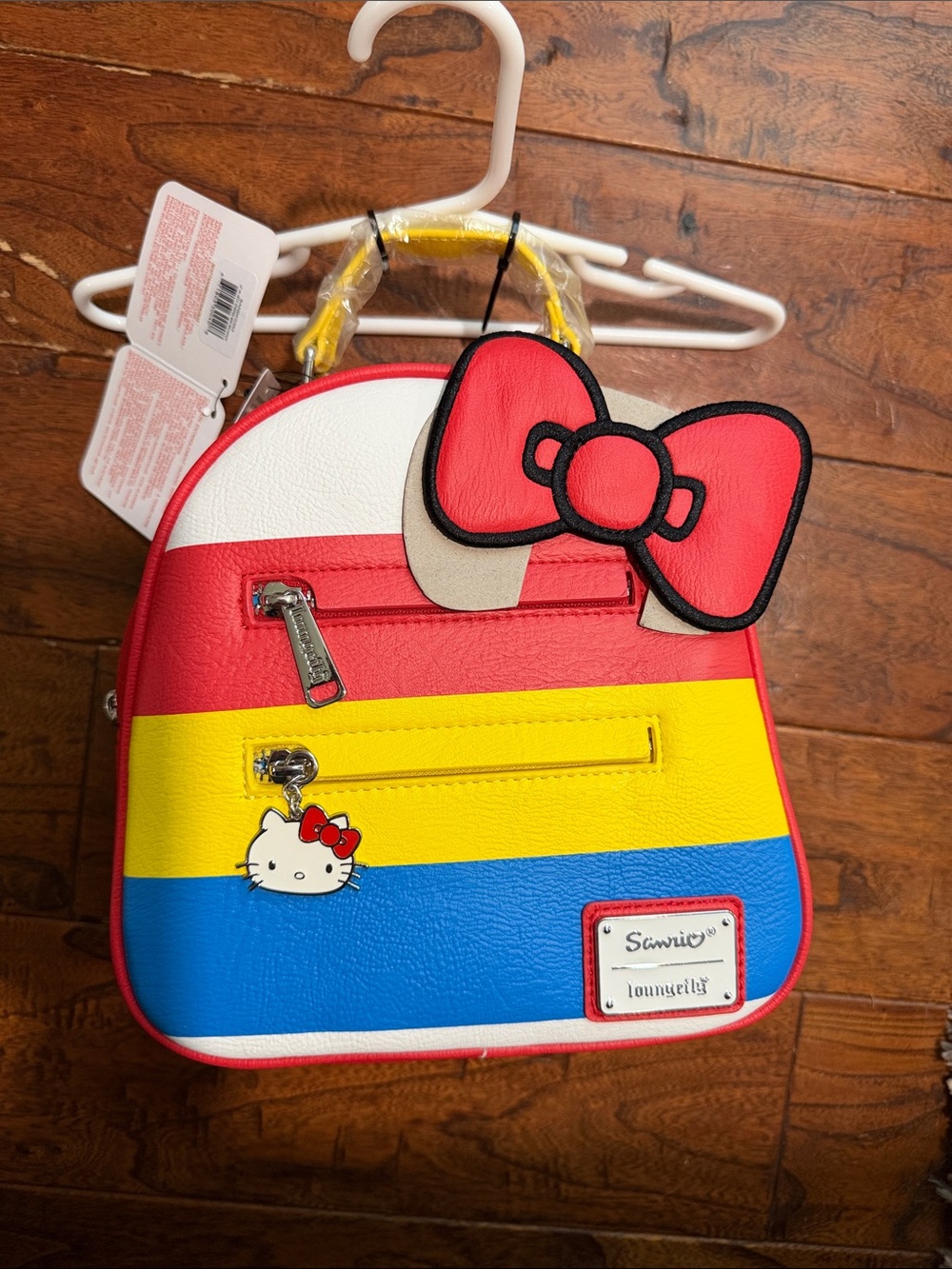 NWT Hello Kitty 45th Anniversary Striped Kids Crossbody Bag with Bow Accent